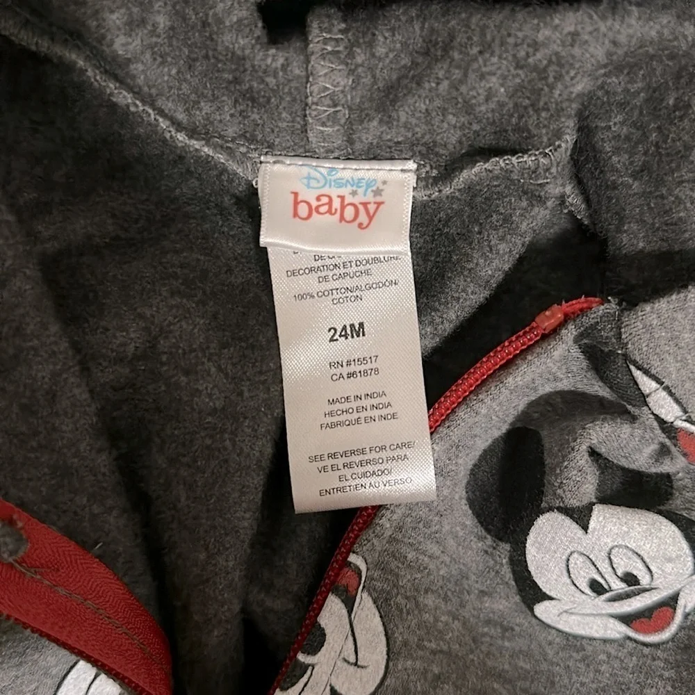 Disney Gray Mickey Mouse Hooded One-Piece Bodysuit